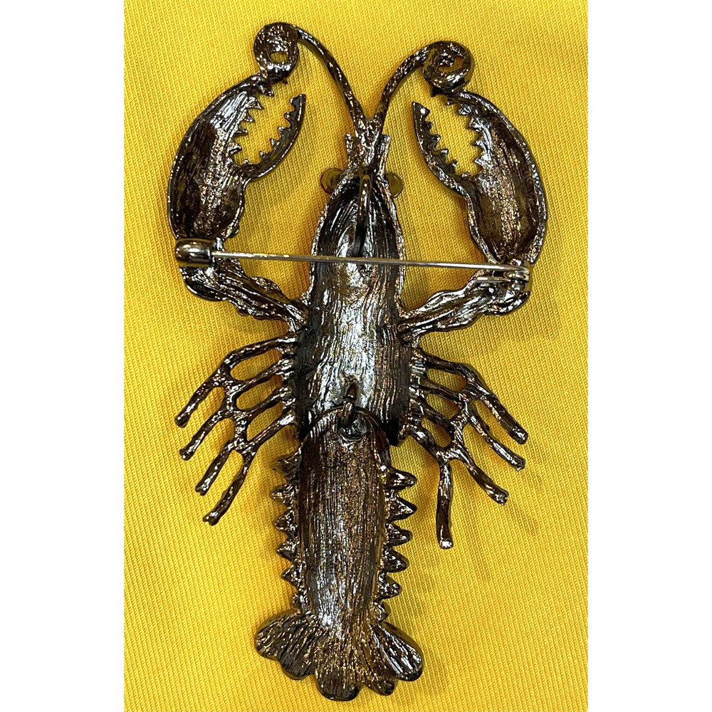 NWOT Articulated Lobster Brooch Pin Multicolor Rhinestone Sea Life Seafood - Picture 2 of 3